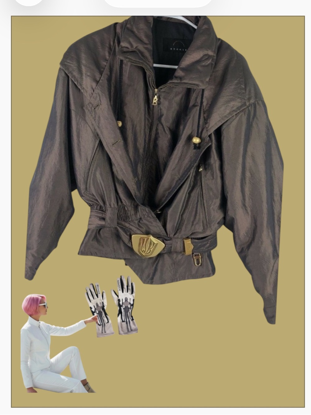 Bogner Metallic Brown Oversized Puffer Jacket with Gold Hardware